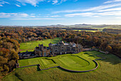 Aerial view of abstract forms and beautiful landscape,Gosford Estate,East Lothian,Scotland