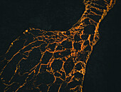 Aerial view of a lava texture in Iceland