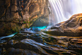 Aerial view of serene waterfall in Pyrenees,Cauterets,France
