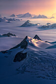 Aerial view of majestic glacier at Juneau ice field,Alaska,United States