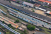 Aerial view of Train couch at the train station,Colombo,Sri Lanka