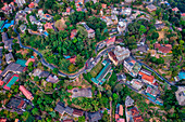 Aerial view of Kandy,a small town at sunset in Sri Lanka