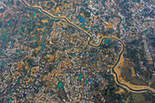 Aerial view of a huge refugee camp with makeshift houses near Myanmar border,Kutupalong Rohingya camp near Ukhia town,Bangladesh