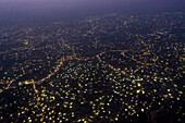 Aerial view of a huge refugee camp at night with makeshift houses near Myanmar border,Teknaf,Cox's Bazar,Bangladesh