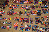 Aerial view of people working and trading at Rahman market along Karnaphuli river,Chittagong,Bangladesh