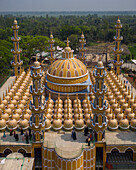 Aerial view of Gombuj Masjid islamic mosque along Jhinai river in Gopalpur township,Dhaka state,Bangladesh