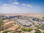 Aerial view of a shopping area in the middle of the desert in Dubai,U.A.E