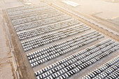 Aerial view of a parking lot with many cars Dubai,United Arab Emirates