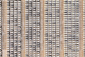 Aerial view of a parking lot with many cars Dubai,United Arab Emirates