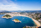 Aerial view of Bahía de la concha,Antiguo,Donostia-San Sebastián,Gipuzkoa,Spain