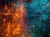 Aerial view of Firefighters and mass people were working to douse the massive fire in the capital city Dhaka at night,Bangladesh