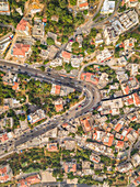 Aerial view of a curved road in the picturesque village of Aley in Lebanon