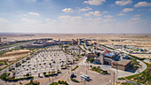Aerial view of a shopping area in the middle of the desert in Dubai,U.A.E
