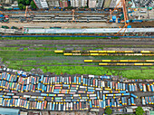 Aerial view of Truck stand in Dhaka City,Dhaka,Bangladesh