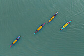 Aerial view of fruits on the boat in Kaptai Lake,Rangamati,Bangladesh