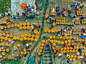 Aerial view of a local food market in Dhaka,Bangladesh