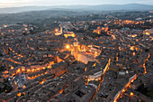 Aerial view of Siena old town with Piazza del Campo main square at sunset,Tuscany,Italy