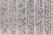 Aerial view of a parking lot with many cars Dubai,United Arab Emirates