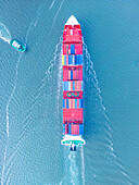 Aeial View of Container Ship,Muir Éireann,Dublin,Ireland
