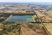 Aerial view of artificial lakes in Saint Leonard countryside,Victoria,Australia