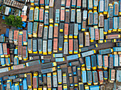 Aerial view of Truck stand in Dhaka City,Dhaka,Bangladesh
