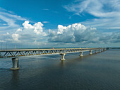 Aerial view of Padma bridge,over the padma river,Mawa,Munsiganj,Dhaka,Bangladesh