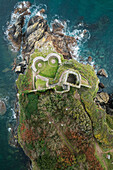Aerial view of Fowey little town along the coast in Cornwall, England