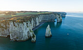 Aerial view of Etretat's peak at Manneporte and Amont gate Etretat,France