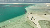 Aerial view of lunch at low tide in the St Francois atoll. Seychelles