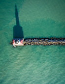Aerial view of artificial mole leading to lighthouse,Chicago,USA