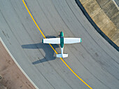Aerial view of Aeropuerto de Carrasco with airplanes on the runway,Canelones,Uruguay
