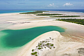 Aerial view of the islands that make up Farquhar atoll in the Seychelles