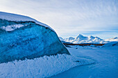 Aerial view of majestic glaciers and icebergs amidst a snowy landscape,Valdez,United States