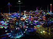 Aerial view of Hull Fair,Kingston-upon-Hull,UK at Night. Long exposure of 1 second. Taken in 2017 on the first night the fair opened