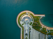 Luftaufnahme des Adler-Planetariums in der Nähe des Michigan-Sees, Chicago, USA