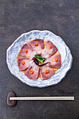 Yellowtail sashimi with fish roe