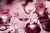 Summer cocktails in crystal glasses
