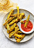 Courgette fries with tomato dip