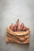 Sweet potatoes in a paper bag