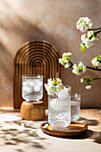 Cherry blossoms in a decorative Art Deco vase