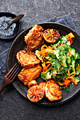 Asian fried chicken from the plancha