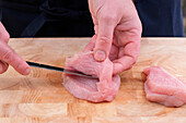Cut a pocket in poultry breast