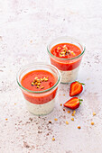 Chia and almond pudding with strawberries