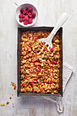 Cookie-Crunch-Granola mit gefriergetrockneten Himbeeren