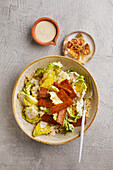 Vegan Caesar Salad with Quinoa, Hemp and Tempeh 'Bacon'