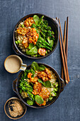 Vegan teriyaki tempeh bowl