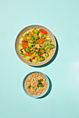 Brussels sprout and swede curry with edamame