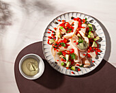 Chicken breast cold cuts with avocado sauce