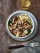 Sliced beef stroganoff