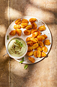 Crispy gnocchi with avocado dip